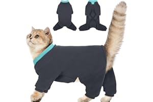 ADNIKIA Cat Hair Sticky Onesie, Prevent Hair Loss Cat Pajamas, Long Sleeves Anti-Licking & Skin Disease Recovery Suit for Cats, Sphynx Clothes Costumes Outfits for Pet