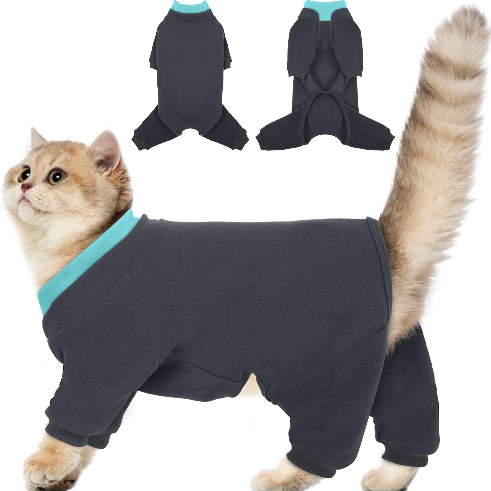 Photo 1 of ADNIKIA Cat Hair Sticky Onesie, Prevent Hair Loss Cat Pajamas, Long Sleeves Anti-Licking & Skin Disease Recovery Suit for Cats, Sphynx Clothes Costumes Outfits for Pet