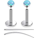 Oicctyzio F136 Titanium 20/18/16G Internally Threaded Flat Back Multicolor Opal Stud Earrings Nose Rings Lip Labret Medusa Monroe Piercing Jewelry with Taper for Women Men