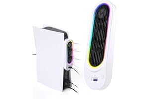 HZLucki PS5 Cooling Fan, Quiet Cooler Fan with 9 LED Light and Auto On/Off, Cooling Accessories with 3 Adjustable Fans and US
