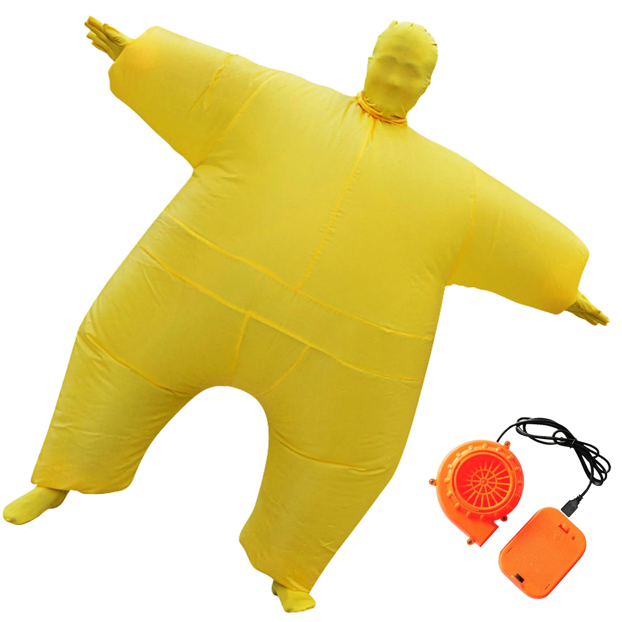 Pohotobooth Props Ltd Adult Inflatable Fat Chub Mega Suit - Blow Up Second Skin Costume Fancy Dress Outfit in Different Vibrant Colours (Yellow)