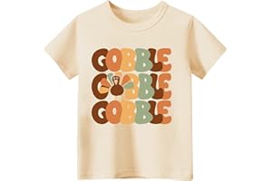 Sineeko Thanksgiving Shirt Toddler Boys Girls Funny Turkey T-Shirt Kids Gobble T-Shirt Thankful Grateful Tees Tops 2-7 Year