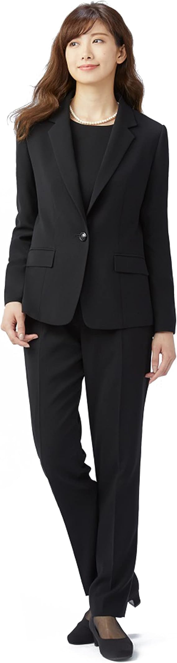 Amazon Co Jp カレット ブラックフォーマル パンツスーツ3点セット ウォッシャブル レディース 服 ファッション小物