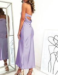Realtix Satin Silk Backless Tube Tops Maxi Dress