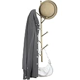 MyGift Modern Gold Metal Wall Hat &amp; Coat Rack Tree with 8 Branch Hooks | Branch-style hooks organize hats, coats, scarves, and purses while adding modern gold-tone style to entryways and closets