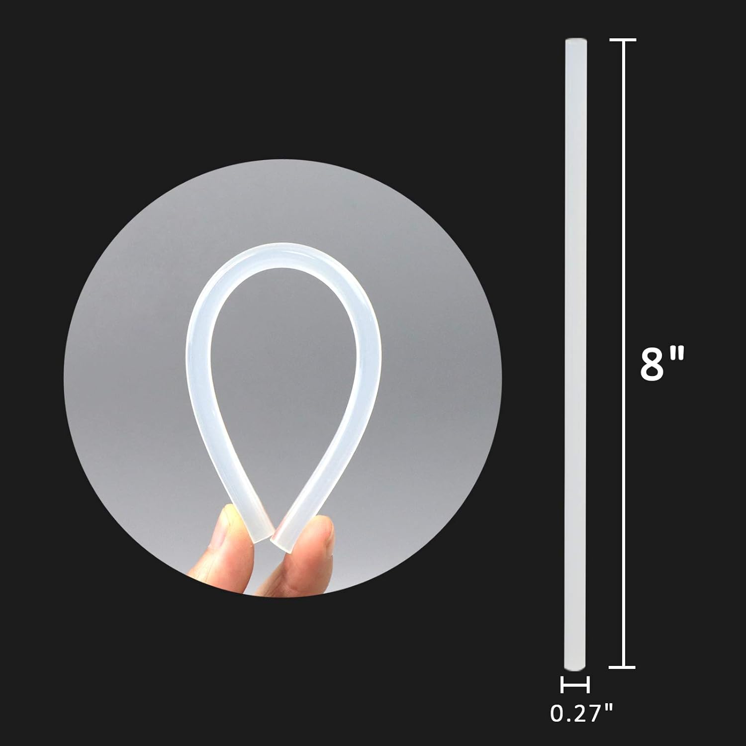 Mini Glue Gun Sticks 8" Long 0.27" Dia, T TOVIA 60 Count Transparent Hot Glue Gun Refill Sticks, All-Purpose Dual Temp Glue Sticks -