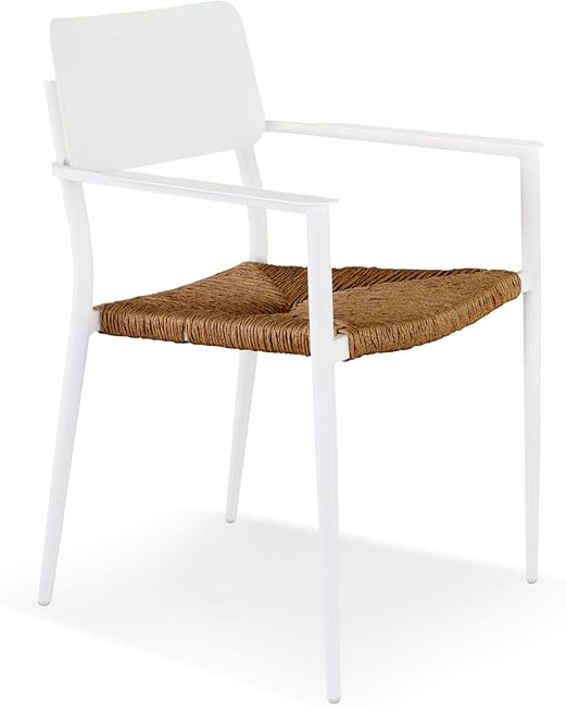 Amazon De Lanterfant Gartenstuhl Julien Esszimmerstuhl Gartensessel Rattan Look Aluminium Weiss