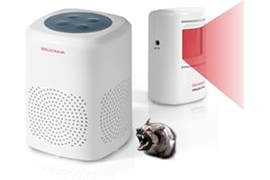 S SELDORAUK Motion Sensor Doorbell, Dog Barking Alarm Guard Wireless Infrared Detect Alert Door Chime for Home Security Entry Repelling Wildlife Rang 1000ft 110dB 4 Volume Level (1Receiver+1Detector)