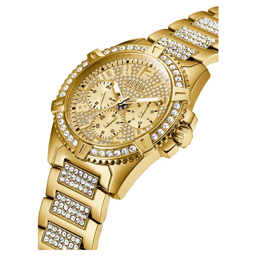 GUESS Stainless Steel Gold-Tone Crystal Embellished Bracelet Watch