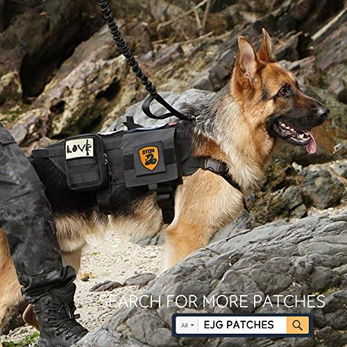 EJG Tactical Dog Molle Harness, with 3 Detachable Pouches & Velcro Area, No Pulling Design, Comfy Mesh Padding, Service Dog, Military Training, Hunting, Vest for Medium & Large Dog