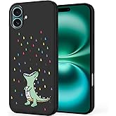 Unov Case Compatible with iPhone 16 Plus (2024) 5G with Cute Dino Rainbow Dinosaur Dragon Embossed Pattern Design Slim Protective Soft TPU Bumper Back Cover