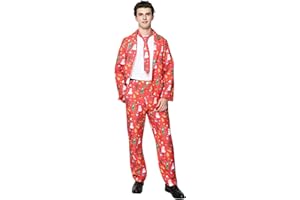 EraSpooky Mens Ugly Christmas Suits Adult Slim Fit Xmas Theme Party Blazer Costume