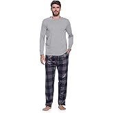 Ashford & Brooks Mens Fleece Pajamas Set, Winter Pajamas for Men Knit Top and Fleece Bottom Pajama Pjs Set
