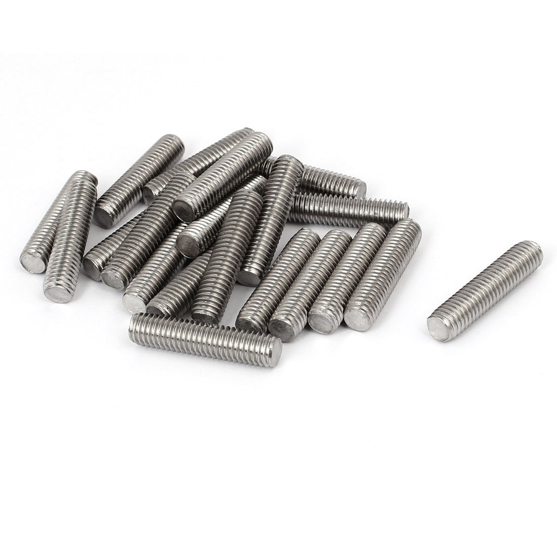 Sourcingmap M8 x 35mm 1.25mm Pitch 304 Stainless Steel Fully Threaded Rod Silver Tone 20 Pcs