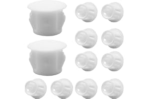 Auvotuis 50Pcs White Plastic Hole Plugs, 3/8Inch (10mm) Round Flush Mount Hole Plug Panel Plug Snap for Table, Chair, Furniture