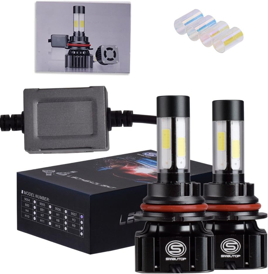 Smautop HB5/9007 LED Headlight Bulb, High/Low Beam Led Conversion Kit, 80W 8000Lumens 360 Degree Super Bright 18xCOB Chips Light Replacement (2 Packs)-3 Yrs Warranty