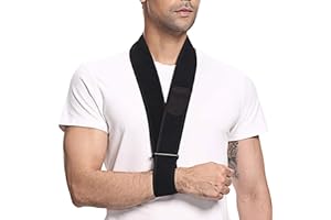 supregear Arm Sling, Adjustable Collar and Cuff Sling, Lightweight Simple Shoulder Immobilizer Arm Elbow Support Strap for Men Women, One Size Fits Most, Black