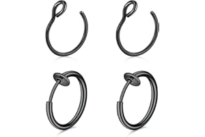 QWALIT Fake Nose Ring Fake Lip Piercing Fake Lip Ring Fake Nose Ring Hoop Fake Snake Bites Fake Lip Piercings Faux Lip Rings Fake Nose Piercing Clip on Nose Ring Spring