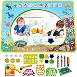 Scientoy Doodle Mat, Water Drawing Mat (40x30 inches), Mess Free Magic Mat with 3 Magic Pens, 4 Stamps, 25 Packed Drawing Accessories for Boy and Girl, Best Paint Board Toy, Gift for 1 2 3 4 5