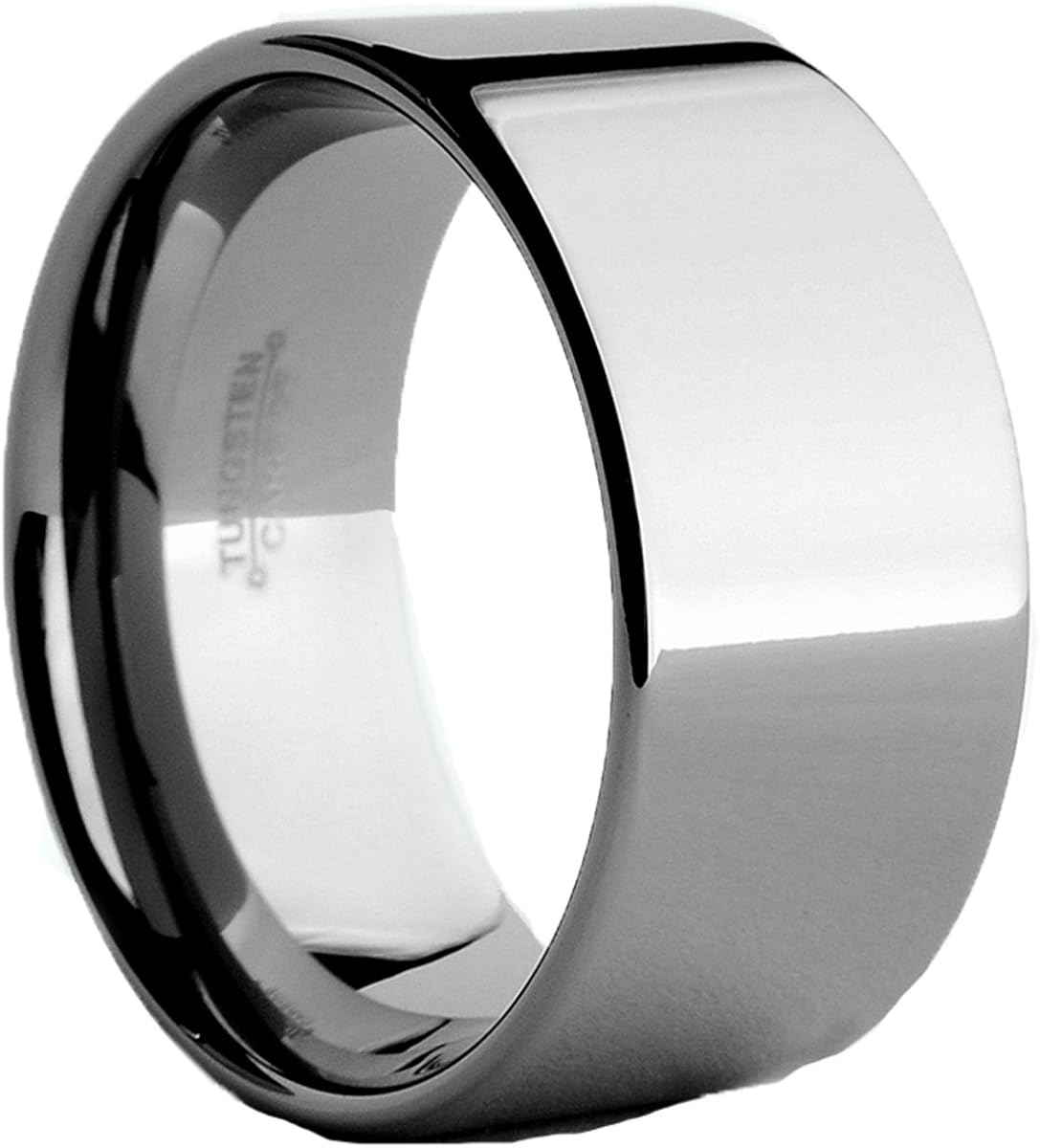 12mm Men's Genuine Tungsten Carbide High Polish Pipe Cut Wedding Band Ring