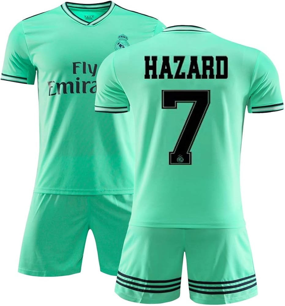 Amazon Co Jp Claudiar 19 シーズン サッカー ユニフォーム アウェイ 半袖 上下セット ファン衣装 番号 7 Hazard 色 Green Away 7 Hazard Size L 服 ファッション小物
