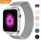 Bandx Milanese Loop Band for Apple Watch 38mm 42mm,Stainless Steel Mesh Band with Magnetic Closure for iWatch Series 3 Series 2 Series 1 (Silver 42mm)