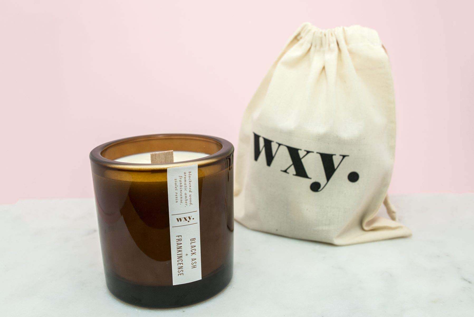 WXY. Big Amber Candle - Black Ash & Frankincense