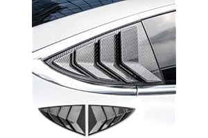 KUNGKIC Only For Tesla Model 3 2017-2024 Rear Side Window Louvers Air Vent Scoop Louver Window Scoop Louver Cover ABS Sun Rain Shade Vent Sport Style 2PCS Cool Exterior Decoration(Glossy Carbon Fibre)