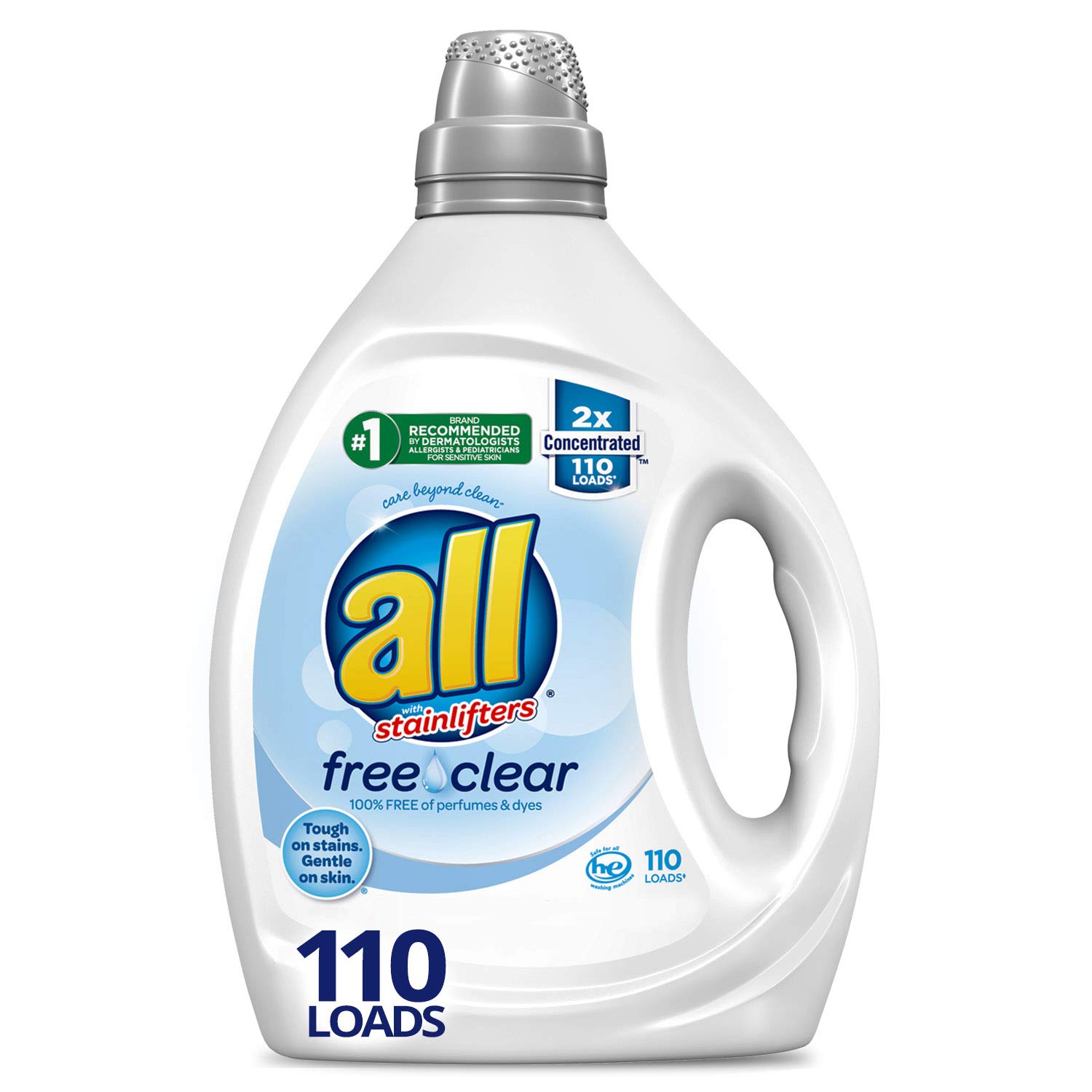 all Liquid Laundry Detergent, Free Clear for Sensitive Skin, 2X