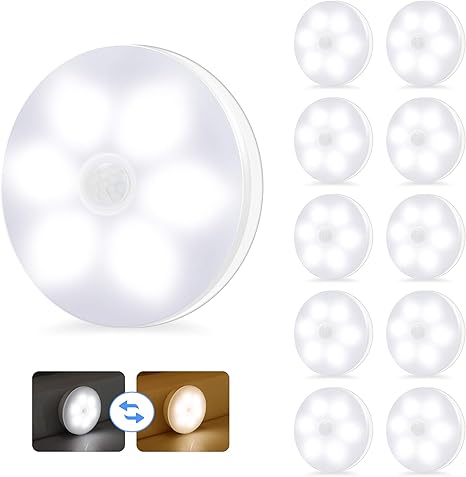 luz de sensor de movimiento 2 colores en 1 luz de noche led con pilas luz blanca fria blanca calida para armario luces de cinta para colgar en