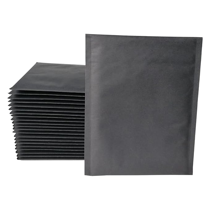 Bubble Envelope Mailers 5x7 (Usable Space 4.2"x6.5") Black Kraft Bulk