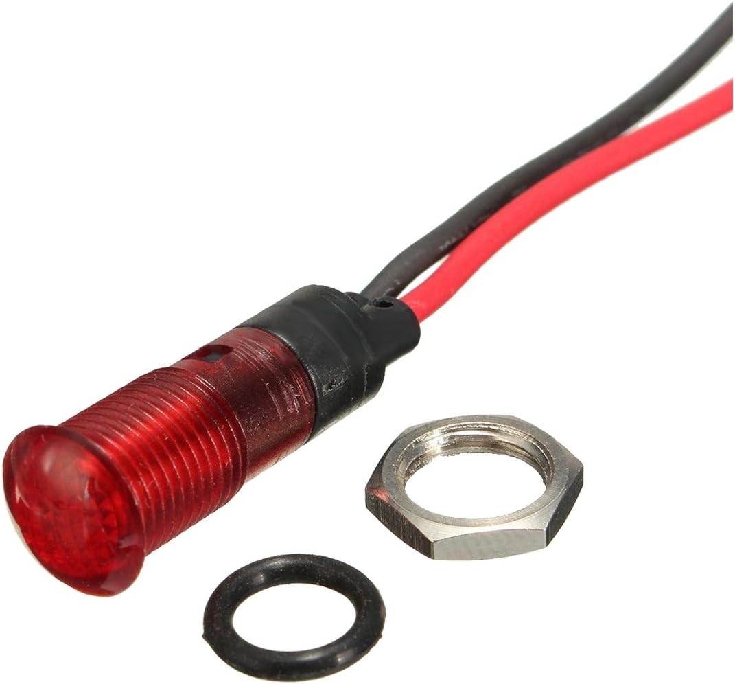 RUNCCI-YUN Spia LED Da 8 Mm Blu – 12V-24V Per Cruscotto Auto, Furgone E Barca, Impermeabile IP67 Con Dado Di Fissaggio