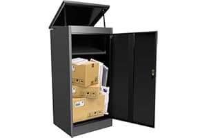 DEVLOUTT Package Delivery Boxes for Outdoor, Extra Large Parcel Drop Boxes with Secure Storage, Anti-Theft Galvanized Steel,Waterproof Package Delivery Box for Outside Porch, Curbside, 20.86*16.53*41.33 Inch