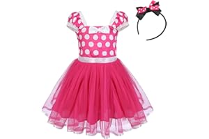 IBTOM CASTLE Girls' Polka Dots Princess Party Cosplay Pageant Fancy Costume Tutu Birthday Dress up+Ears Headband
