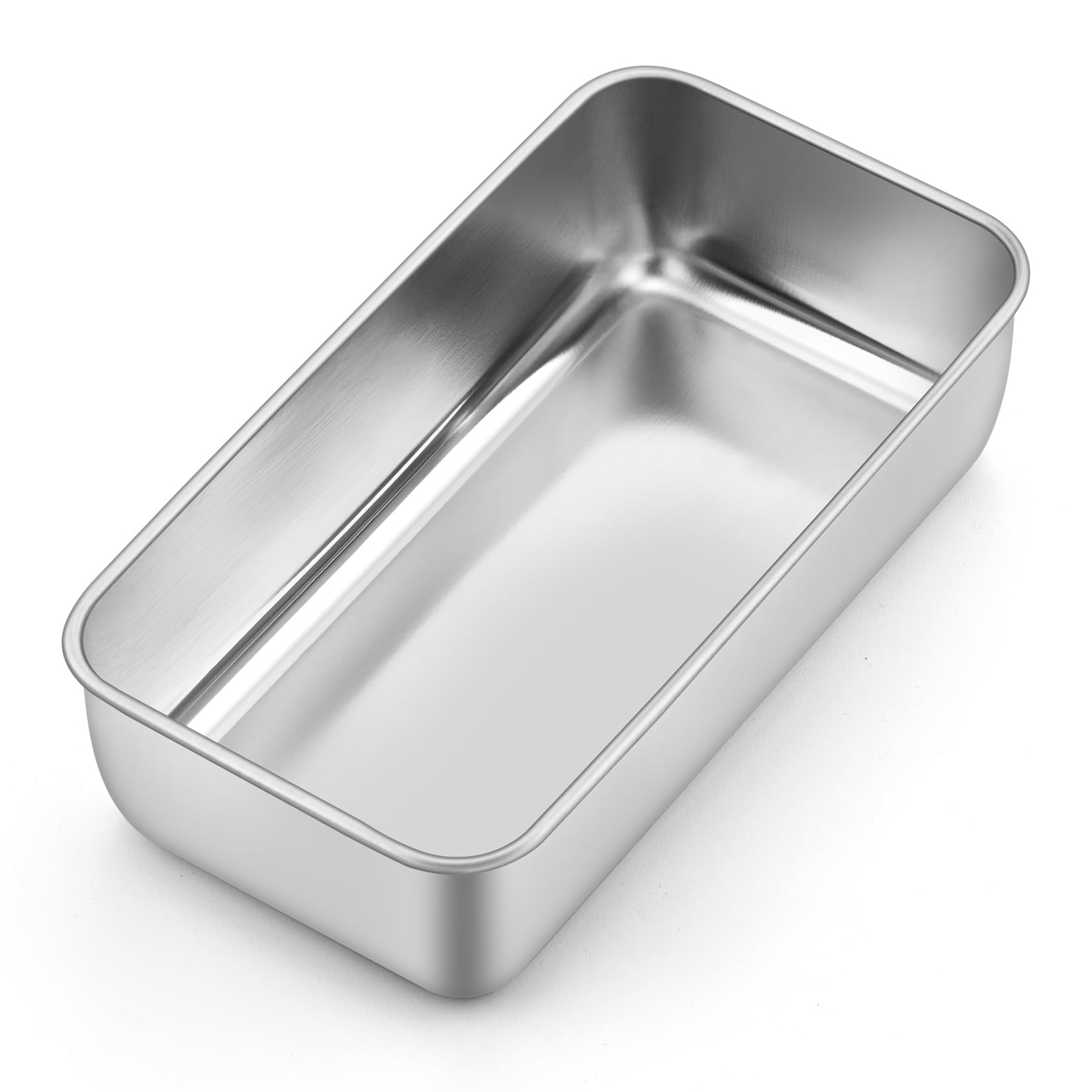 Photo 1 of P&P CHEF Loaf Pan Set, 9 x 5 Inch Bread Pans, Stainless Steel Loaf Toast Baking Pans For Bread Meatloaf Lasagna Cake, Healthy & Non Toxic, Oven & Dishwasher Safe,(Silver, 1Pc)