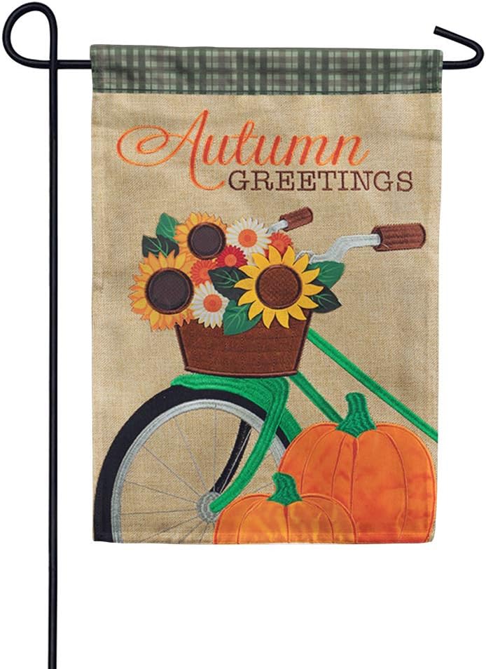 Carson Flag Trends Fall Garden Flag - Autumn Bicycle Double Applique Garden Flag - 12.5