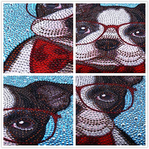 LPRTALK DIY 5D Diamond Painting by Number Kits, Full Round and Special Shaped Drill Cute Pug Crystal Resin Embroidery Dotz Kit Cross Stitch Mosaic Making Supplies Arts Craft for Wall Decoration - Thumbnail 6