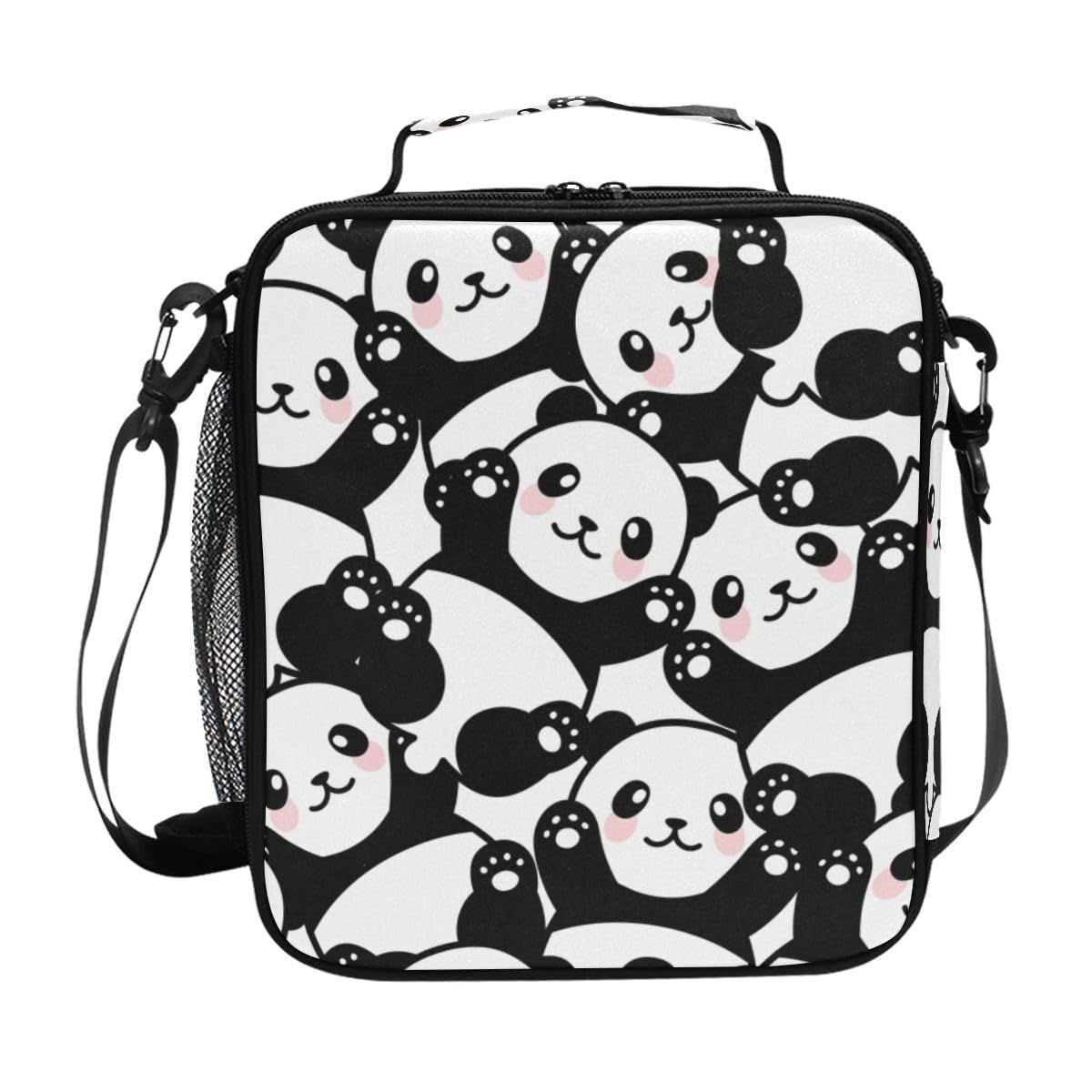 Lunch Bags for Kids Boys Girls Toddler, Animal Cute Little Panda Reusable Insulated Lunch Box, Lunch Cooler Bag Organizer with Adjustable Shoulder Strap