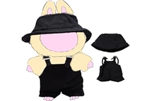 WNRTSA Clothes for labuu, 2-Piece 17cm Clothes & Hat Set for labu, Exquisite Accessories for labuu, Doll Accessories Only Clothes (No Doll) (Black)