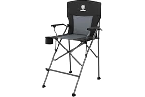 EVER ADVANCED Tall Directors Chair with Cup Holder 31", Bar Height Folding Chair for Camping, Sports with Carry Bag, Mesh Pockets and Footrest, Heavy Duty 300 lbs, Black