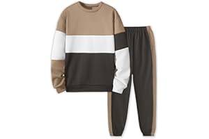 Tainmully Boys Clothes Long Sleeve Color-blocked Sweatshirt Tops and Pants Winter Outfits Kids Clothes Boys for 6-16 Years