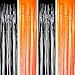 Black Orange Party Tinsel Foil Fringe Curtains - Halloween Construction 1st Birthday Baby Shower Graduation Wedding Party Streamers Photo Booth Props Backdrops Decorations