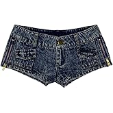 RSBFK Women's Stretchy Frayed Hem Denim Shorts Low Rise Booty Shorts for Beach Party Wear