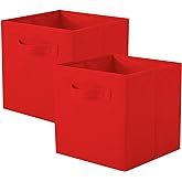 ShellKingdom Storage Bins, Foldable Fabric Storage Cubes And Cloth Storage | Storage Organizer For Closet And Toys, 10.5x10.5x11 INCH, 2 Pack (Red)