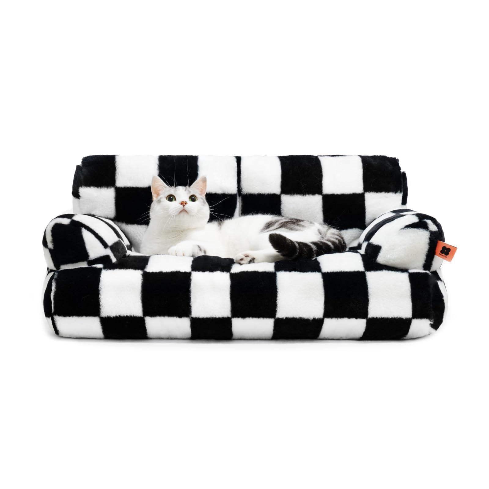 Photo 1 of MEWOOFUN Cat Bed for Indoor Cats, Washable Dog Beds for Small Medium Dogs & Cats, Fluffy Cat Couch with Non-Slip Bottom (Black&White, 26.0" L x 19.0" W x 13.0" Th)