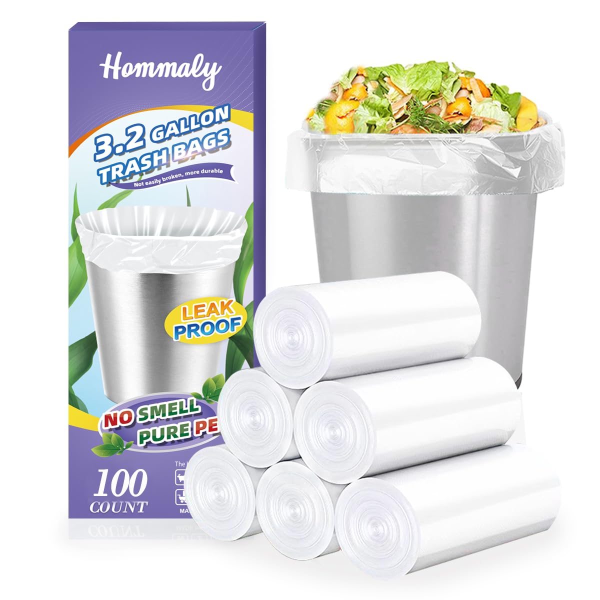 Photo 1 of 3 Gallon 100pcs (Fit 3-3.2 Gal) Small Clear Trash BagsPlastic Strong Clear Garbage Bags,Bathroom Trash Can Bin Liners,Waste Basket Liner,Fit 10-13 Liter, 3 Gallon,3.2Gallon