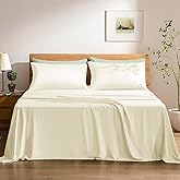 TOSMO Luxury Cooling Sheet Set - 100% Viscose from Bamboo, 4-Piece Bedding Set (King Size) - 18” Extra Deep Pockets, Oeko-Tex Certified, Silky Soft and Breathable, Vanilla Yellow
