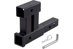 Telakeni 4000lbs Dual Trailer Hitch Extender Receiver Adapter, 8 10 inch Extension Length Fits for 2 inch Receiver, Hitch Ris