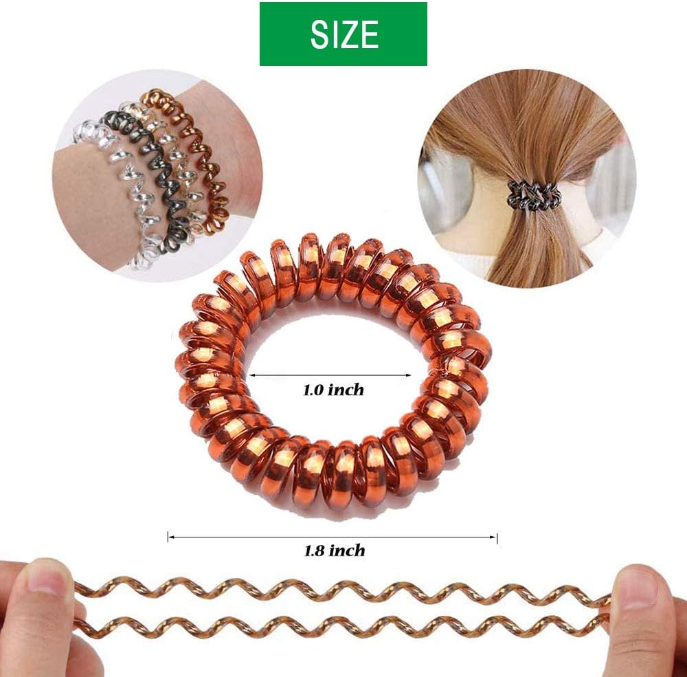 SACALA 50Pcs Spiral Hair Ties,Colorful Phone Cord Hair Ties, Coil Hair Ties Ponytail Holder For 10 colors - Image 4