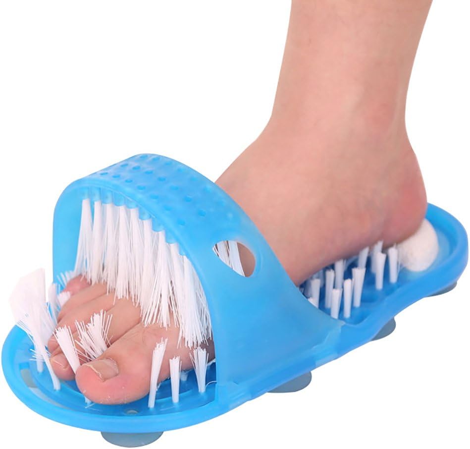 Messar Bathroom Shower No Bending Feet Brush Foot Cleaning Bristle Slipper Washer Bath Scrubber Massager Stick on Floor